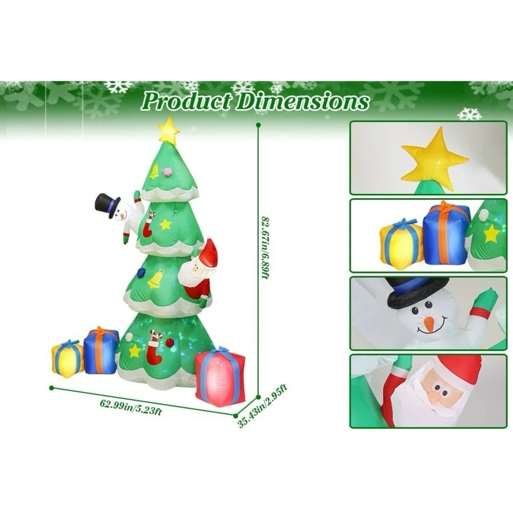 7FT Inflatable Christmas Tree LED Lights Blow up Outdoor Yard Party Decoration